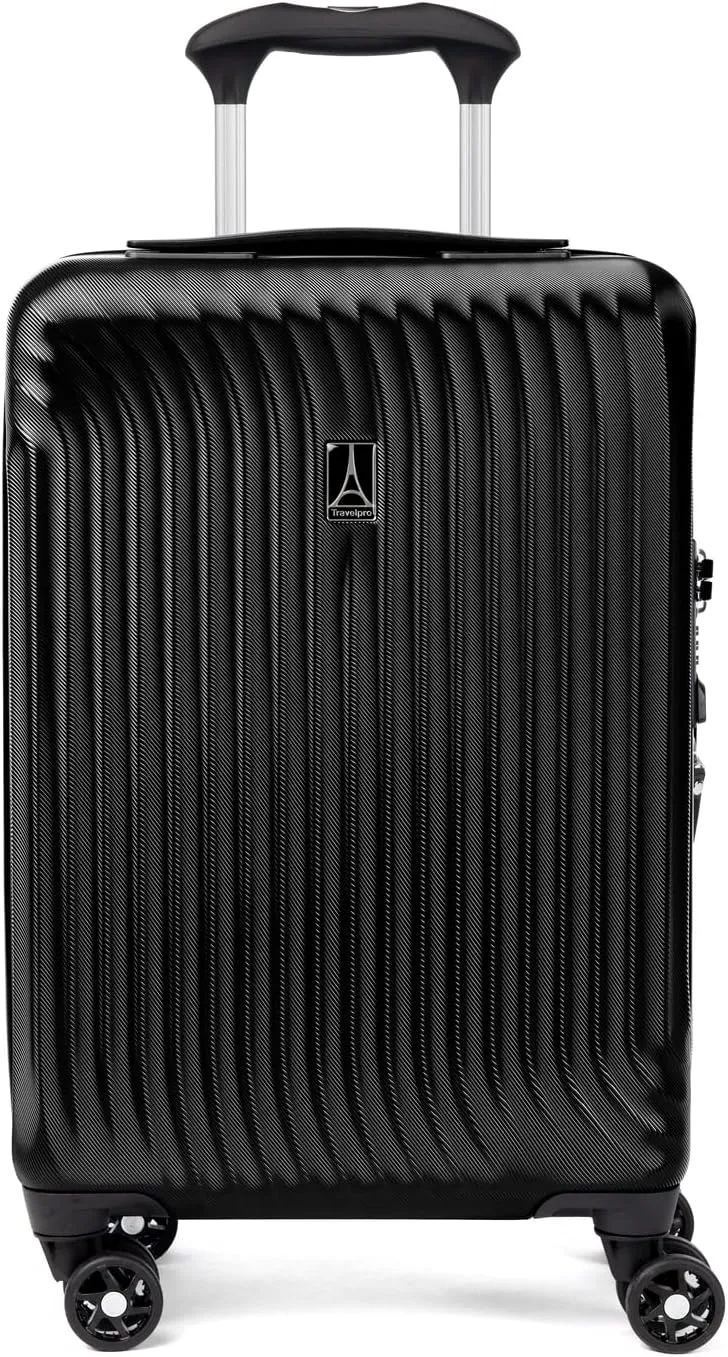 Travelpro Maxlite Air Hardside Expandable Carry on Luggage, 8 Spinner Wheels, Lightweight Hard Shell Polycarbonate Suitcase, Black, Compact Carry On 20-Inch