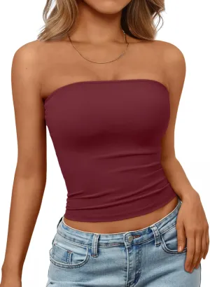 Trendy Queen Womens Strapless Tube Tops Basic Backless Sleeveless Bandeau Going Out Crop Tops Cute 2025 Summer Clothes