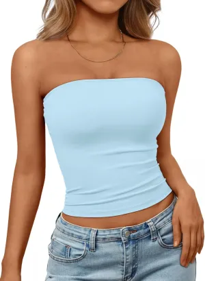Trendy Queen Womens Strapless Tube Tops Basic Backless Sleeveless Bandeau Going Out Crop Tops Cute 2025 Summer Clothes