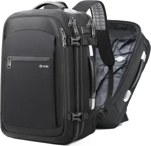 Vacuum Backpack Travel, Airback Backpack 60L Expandable Travel Backpack, Portable Compression Carry-On Vacuum Bags with Pump and TSA Anti Theft, Ideal for Laptop/Travel/Business/College/Camping, Black