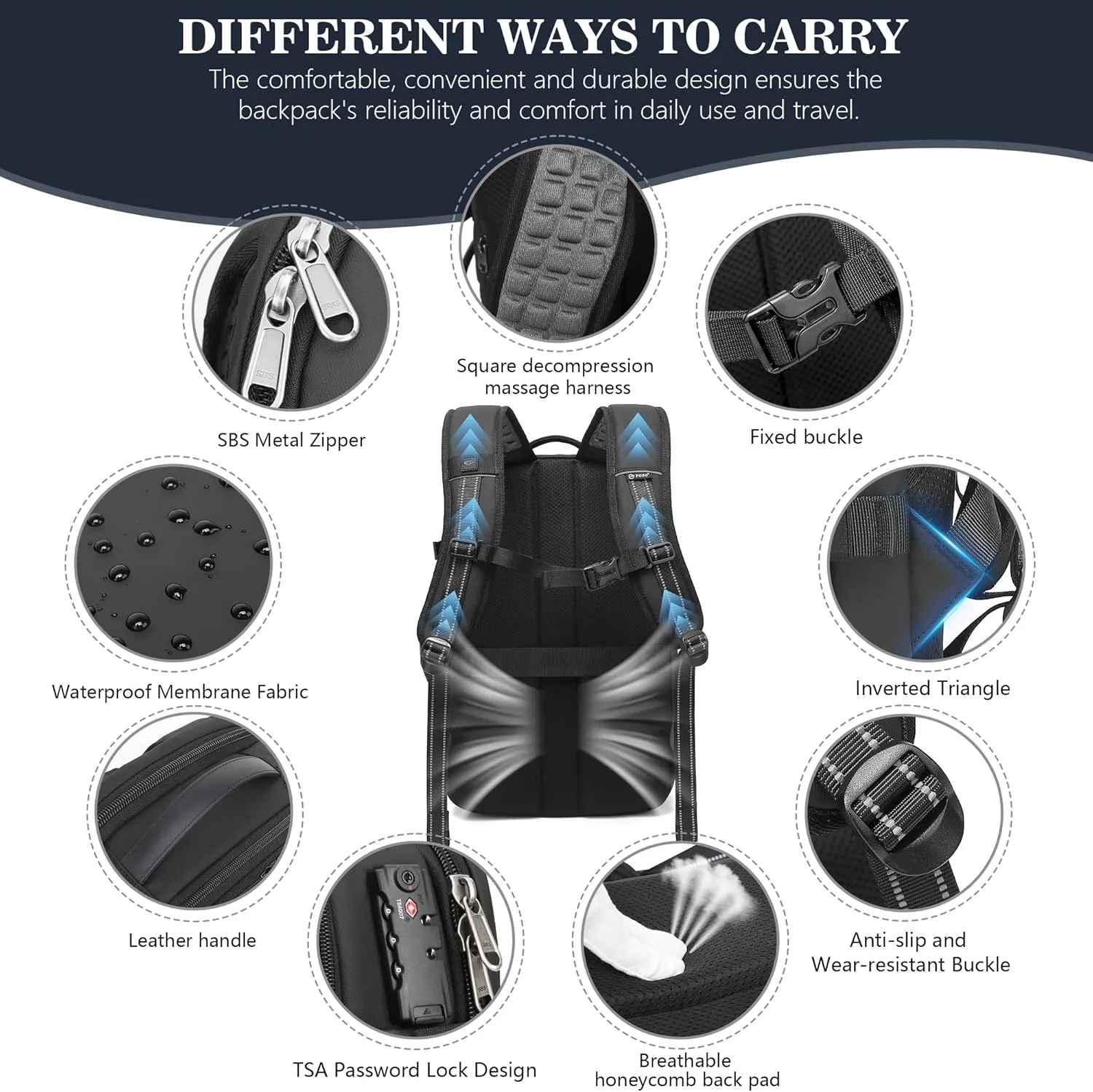 Vacuum Backpack Travel, Airback Vacuum Seal Compression Travel Backpack 60L Expandable, Spacevac Pro Laptop Backpack Water Resistant TSA Lock Carry On Backpack with Vacuum Pump, Black