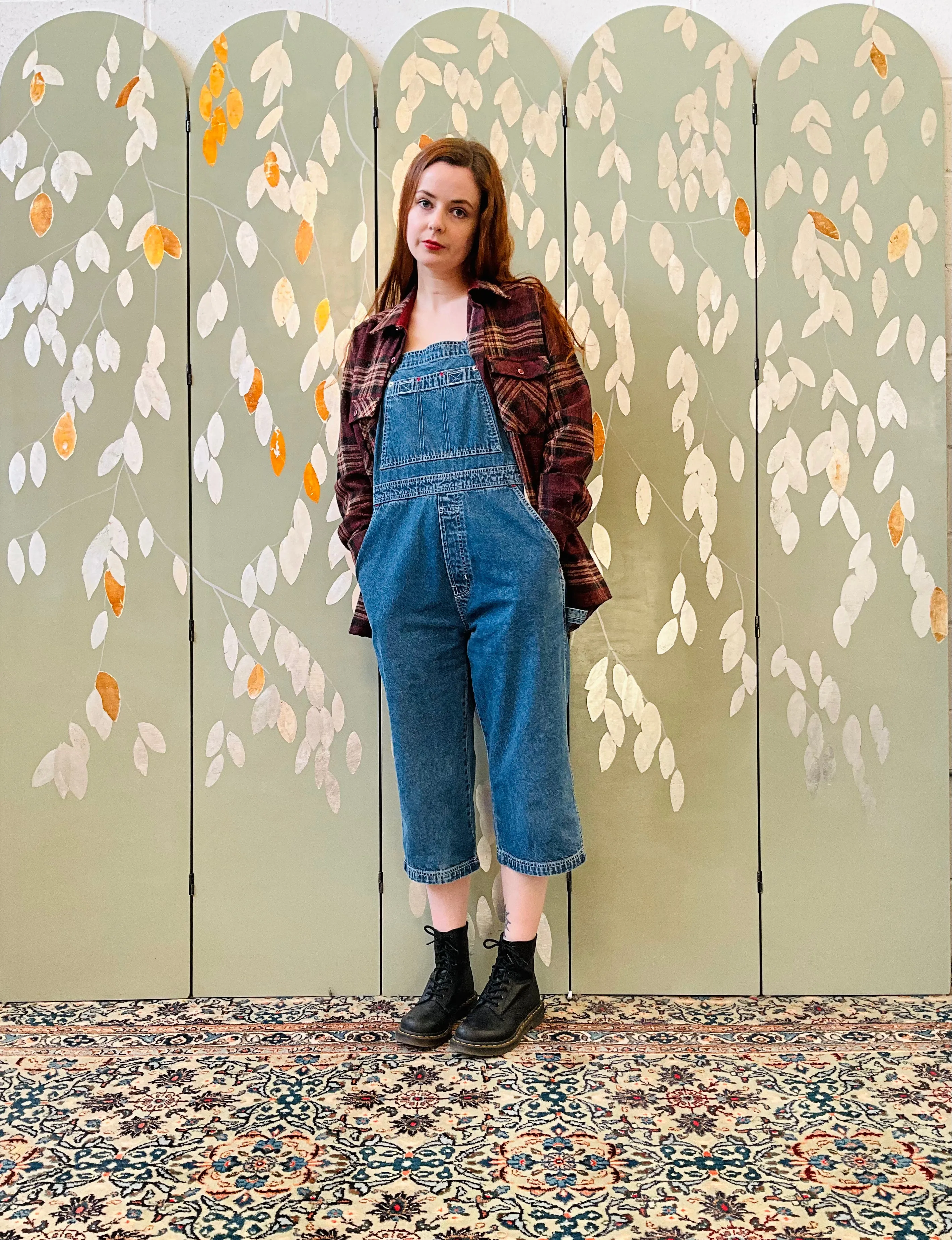 Vintage 1990s Cropped Denim Overalls/ Dungarees, Medium
