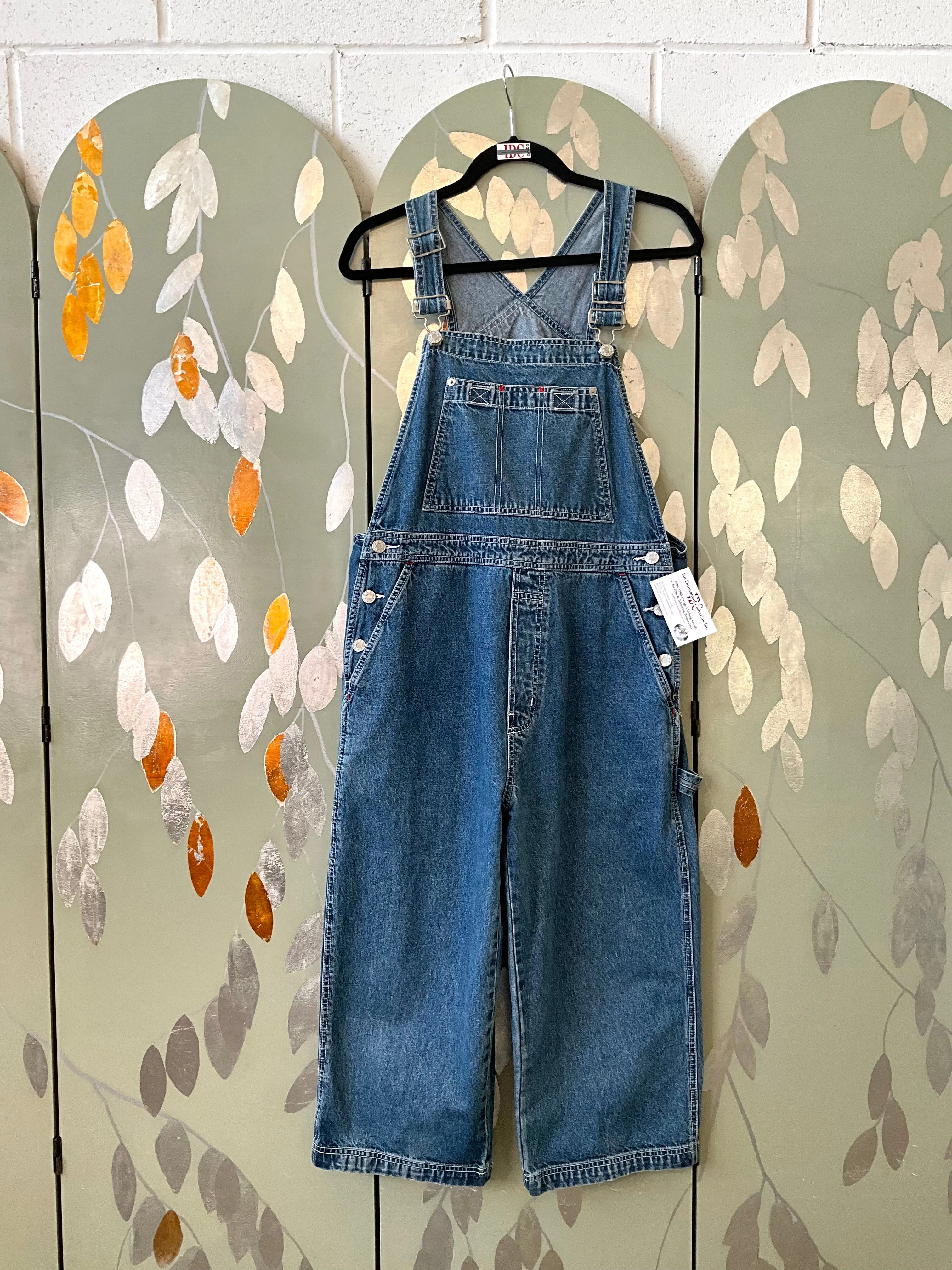 Vintage 1990s Cropped Denim Overalls/ Dungarees, Medium