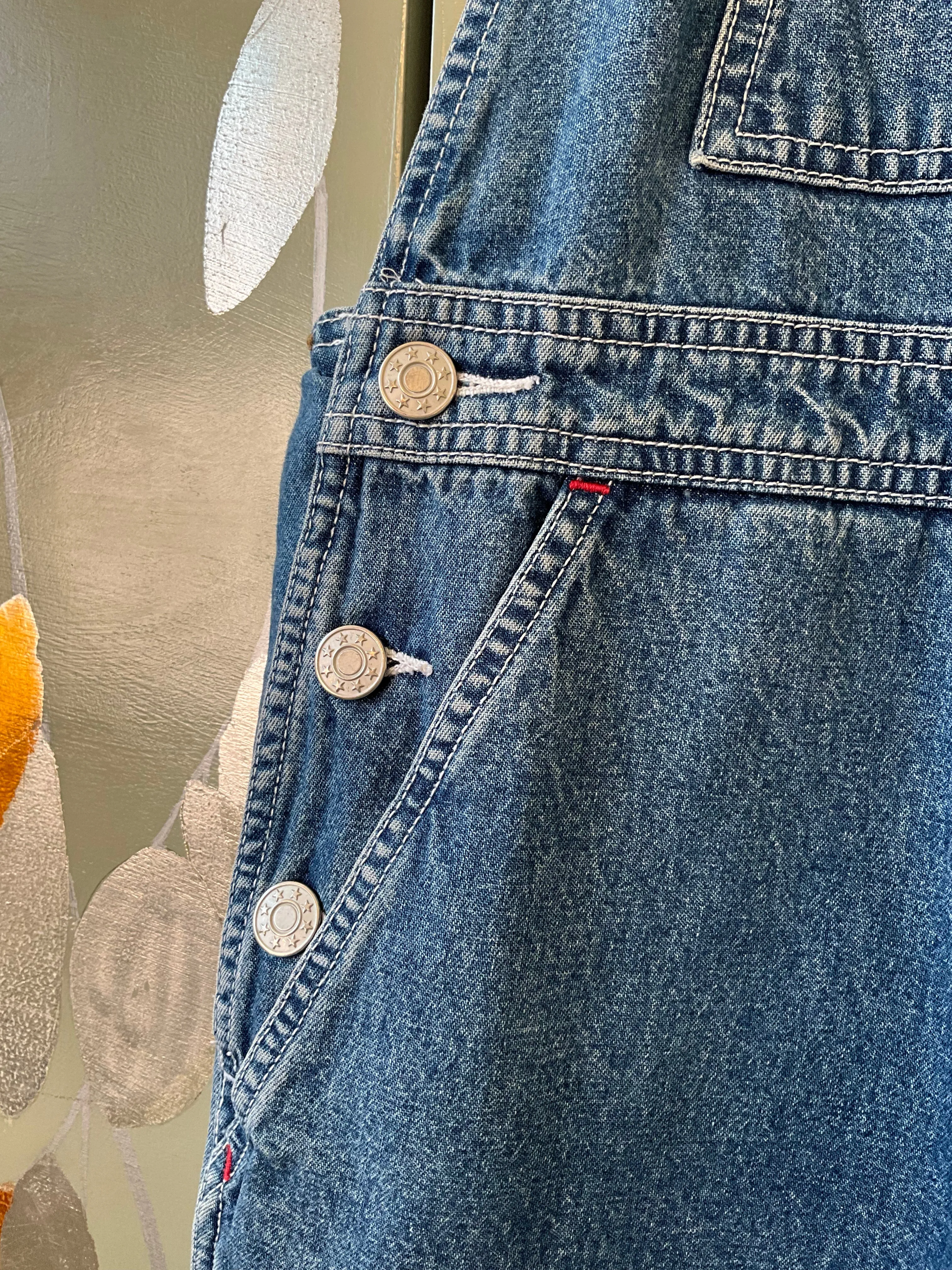 Vintage 1990s Cropped Denim Overalls/ Dungarees, Medium