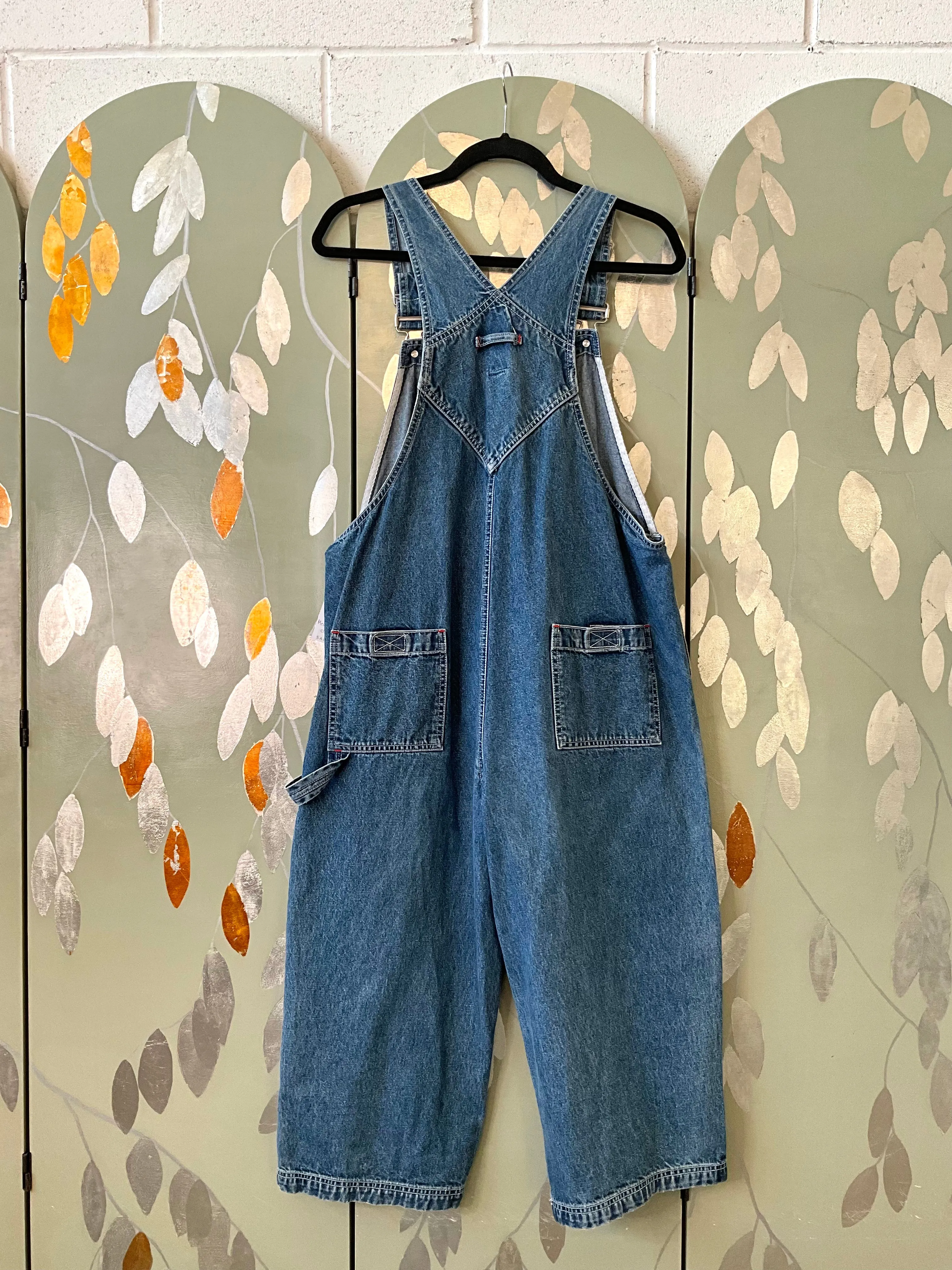 Vintage 1990s Cropped Denim Overalls/ Dungarees, Medium