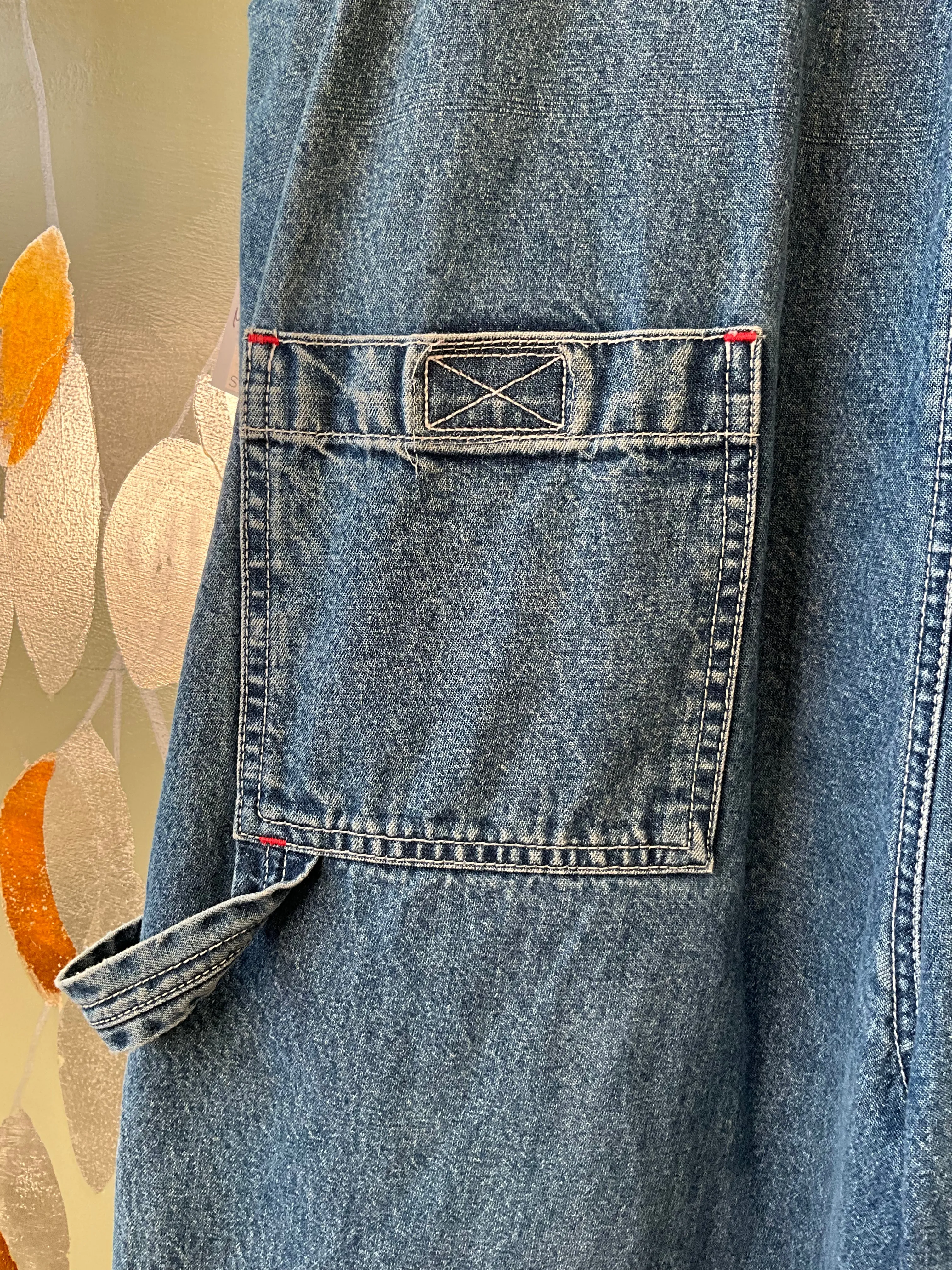 Vintage 1990s Cropped Denim Overalls/ Dungarees, Medium