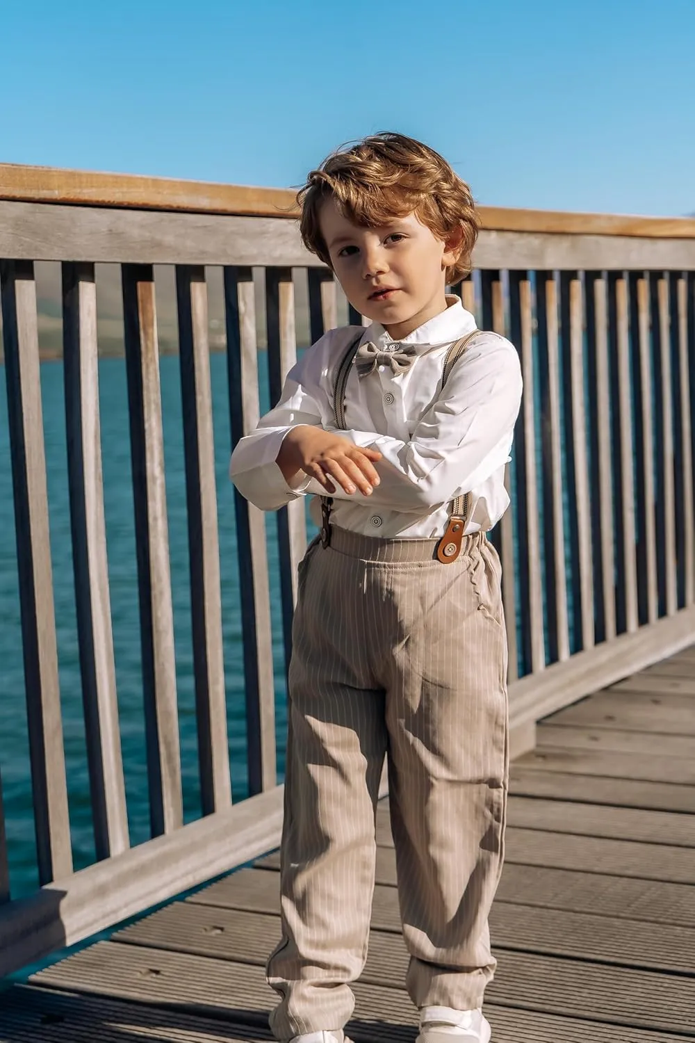Volunboy Boys Clothes Set Toddler Gentlemen Wedding Suit Long Sleeve Bowtie Formal Dress Shirts Suspenders Pants Outfits