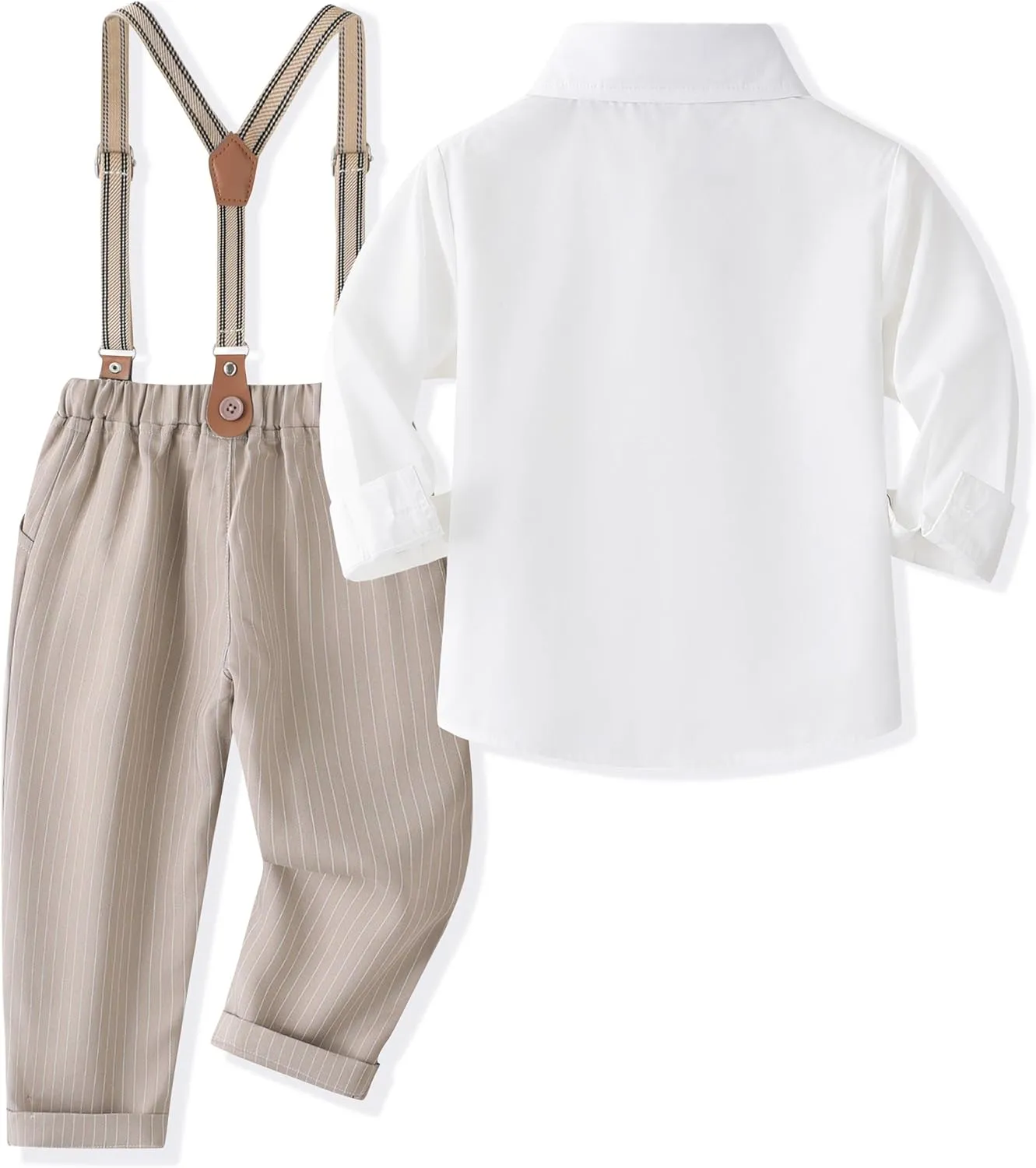 Volunboy Boys Clothes Set Toddler Gentlemen Wedding Suit Long Sleeve Bowtie Formal Dress Shirts Suspenders Pants Outfits