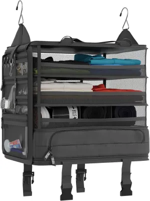 Voyaj Hanging Suitcase Organizer for Travel - Carry on Closet Suitcase, Hanging Luggage Organizers, Travel Organizer - Easily Fits Carry On Luggage for Wrinkle Free Packing