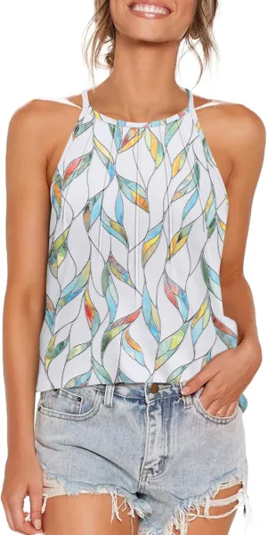 WEESO Womens Tank Tops Dressy Casual Pleated Halter Camisole Tops Summer Outfits Sleeveless Fashion 2025