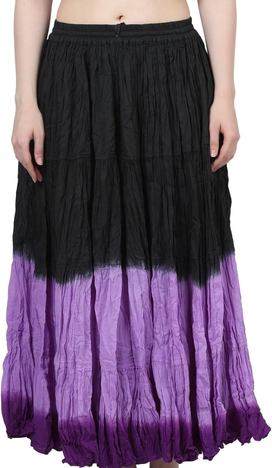 Wevez Women's Flowy Renaissance Long Maxi Tiered Peasant Dance Skirt, Plus Size 0X to 3X