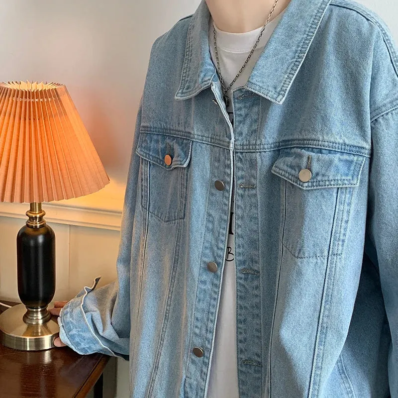 Wiaofellas  -  Plus Size 5XL-M Black Denim Jacket Mens Turn Down Collar Jeans Coats Multi-pockets Overalls Streetwear Loose Casual Men Clothing