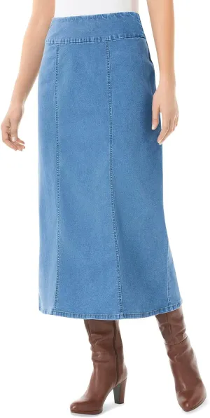 Woman Within Plus Size Petite Flex-Fit Pull-On Denim Skirt