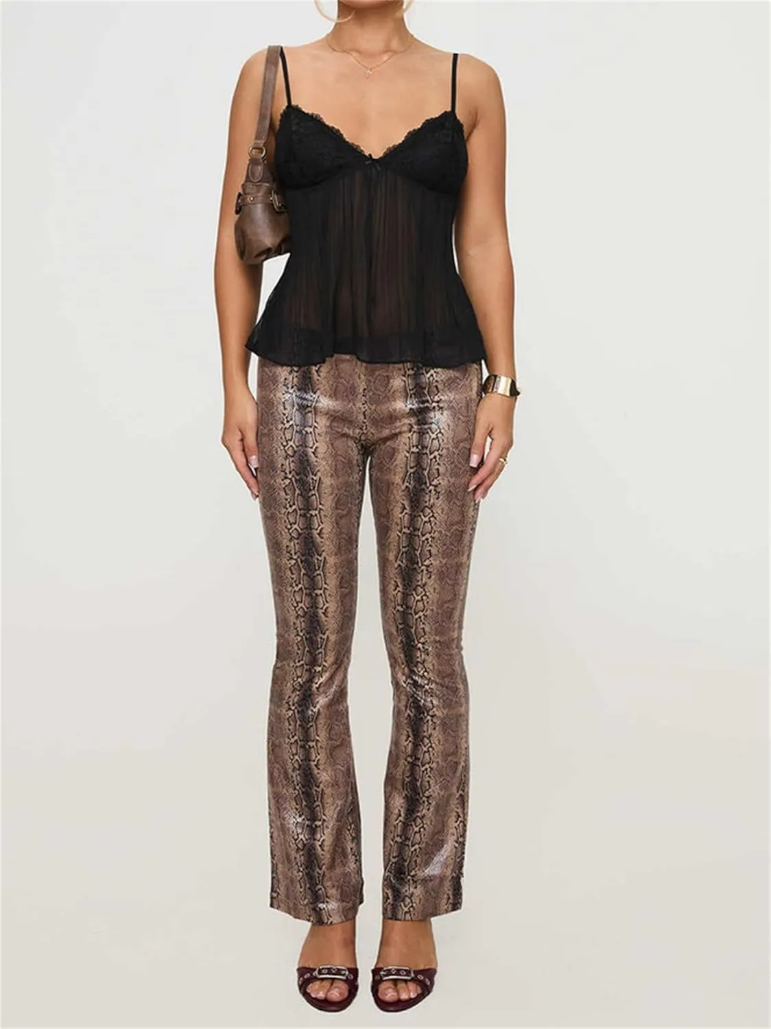 Women Babydoll Tank Tops Y2k Lace Trim V Neck Sleeveless Spaghetti Straps Camisole Flared Hem Flowy Peplum Cami Tops