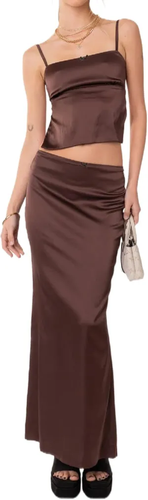 Women Hollow Out 2 Piece Skirt Set Y2K Halter Backless Crop Camis Slim Fit Tube Tops Split Maxi Skirts Outfits