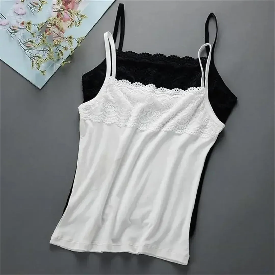 Women Slim Lace Splicing Camisole For Summer Casual Sleeveless Slim Sling Tanks Vest