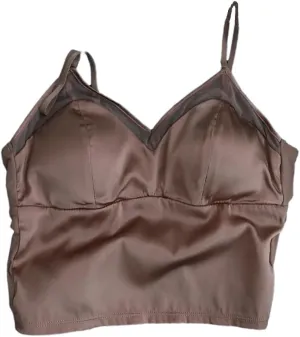 Women Spaghetti Strap Camisole Solid Color Tanks 100%Mulberry Silk Lining Camisole Padded Bralette Tube Top