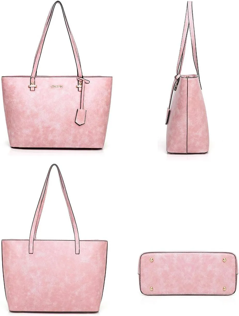 Women Synthetic PU Leather Tote Satchel Crossbody Hobo 5pcs Handbags Shoulder Laptop Messenger Wristlet Card Bags