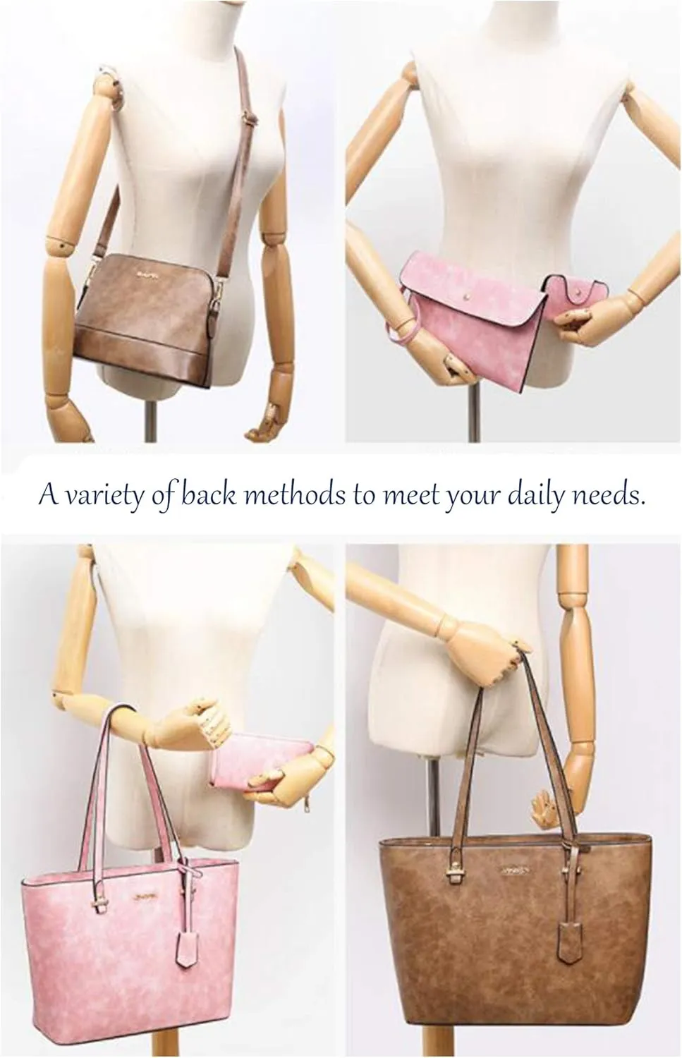Women Synthetic PU Leather Tote Satchel Crossbody Hobo 5pcs Handbags Shoulder Laptop Messenger Wristlet Card Bags
