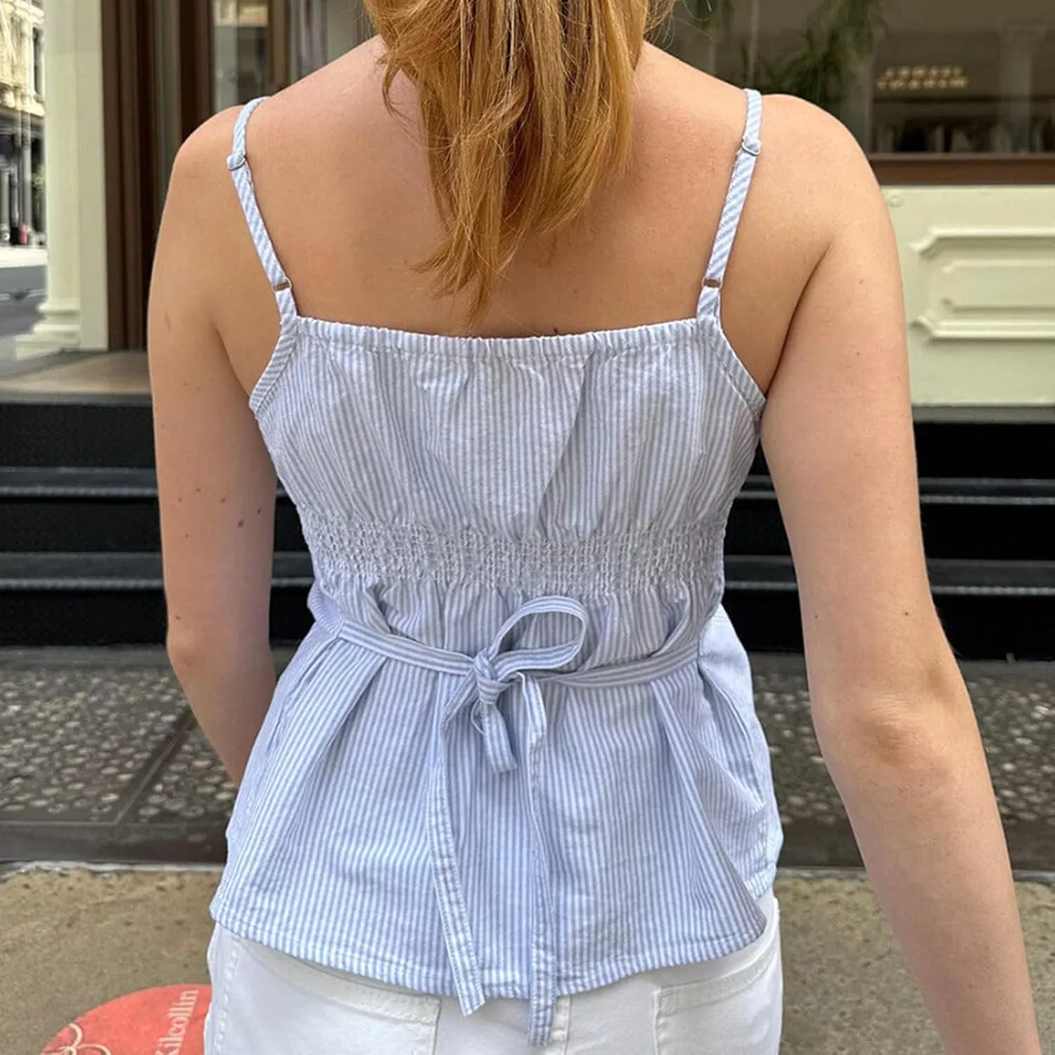 Women Y2k Floral Tank Top Ruffle Babydoll Camisole Sleeveless Smocked Back Peplum Shirt Summer Trendy Cami Tops