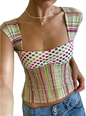 Women Y2k Plaid Wide Strap Tank Top Cute Lace Trim Square Neck Crop Vest Tops Vintage Summer Going Out Streetwear