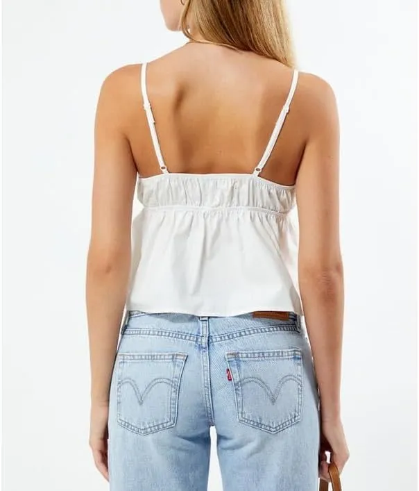 Women Y2k Ruffle Hem Crop Tank Tops Sleeveless Spaghetti Strap Flowy Camisoles Sexy V Neck Babydoll Tops
