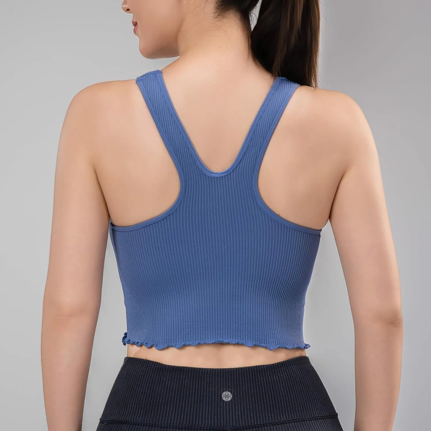 Women's 1/2 Pack Ribbed Workout Tank Tops with Built in Bra Racerback Seamless Crop Camisole Sport Tanks
