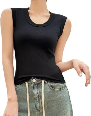 Women's Camisole Sleeveless Solid Straight Shoulders Tank Tops