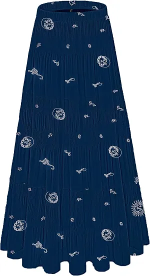 Women's Chiffon White Flowy Maxi Skirts Boho Summer Elastic Waisted Pleated A Line Long Skirt for Women 2025