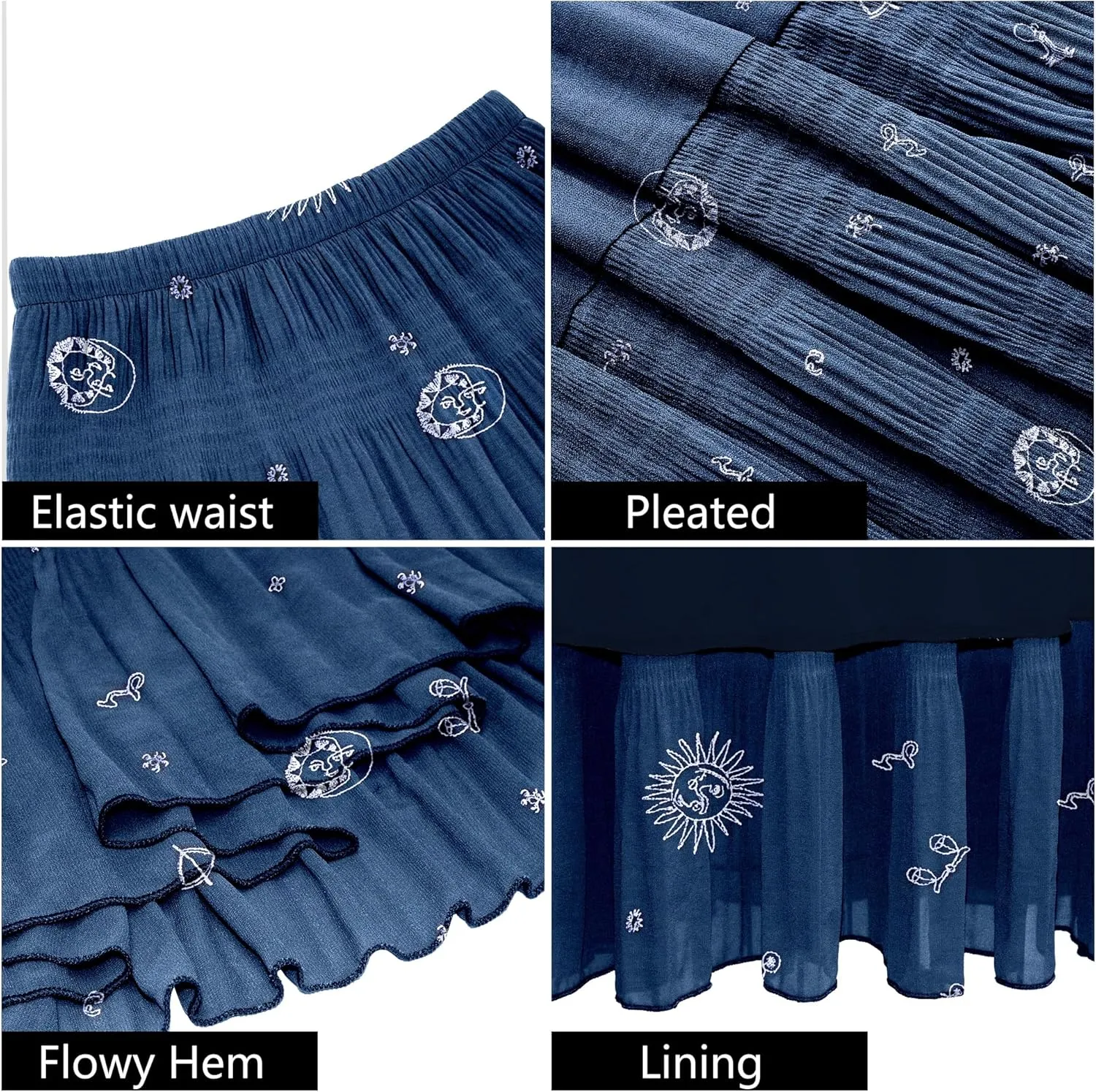 Women's Chiffon White Flowy Maxi Skirts Boho Summer Elastic Waisted Pleated A Line Long Skirt for Women 2025
