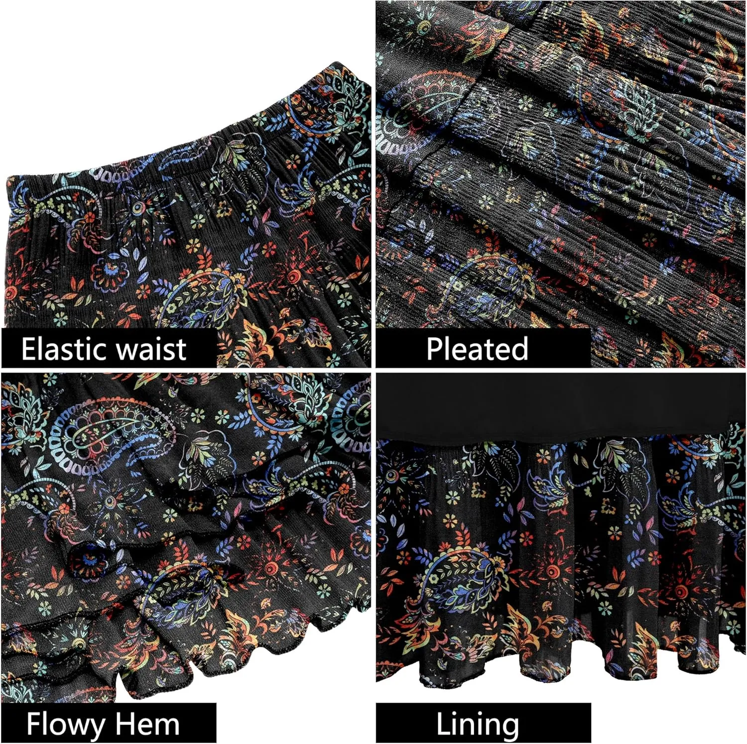 Women's Chiffon White Flowy Maxi Skirts Boho Summer Elastic Waisted Pleated A Line Long Skirt for Women 2025