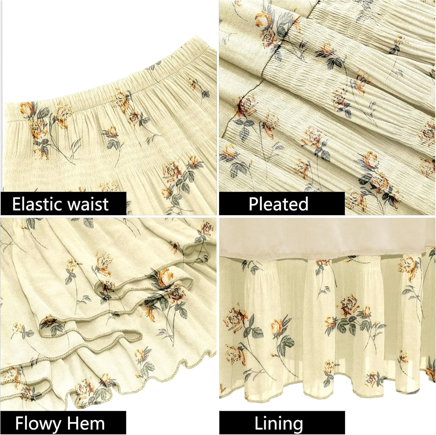 Women's Chiffon White Flowy Maxi Skirts Boho Summer Elastic Waisted Pleated A Line Long Skirt for Women 2025