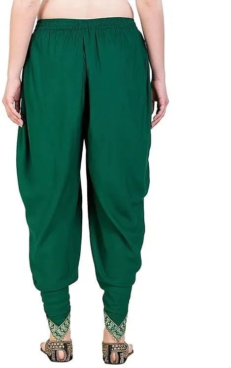 Women's Dhoti Style Harem Pants, Traditional Indian Patiala, Mustard Yellow with Gold Lace, Free Size (28 Till 36)