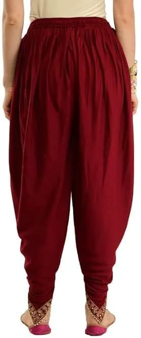 Women's Dhoti Style Harem Pants, Traditional Indian Patiala, Mustard Yellow with Gold Lace, Free Size (28 Till 36)