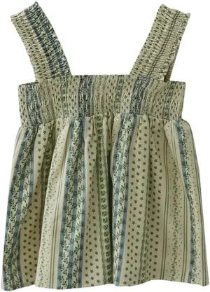 Women's French Retro Resort Style Floral Print Small Camisole Women's Summer One-Line Collar Camisole Top
