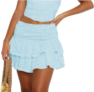 Womens Low Rise Lace Mini Skirt Y2k Pleated Ruffle Short Skirt Flowy Asymmetrical Underskirt Fairy Half Slip Skirts