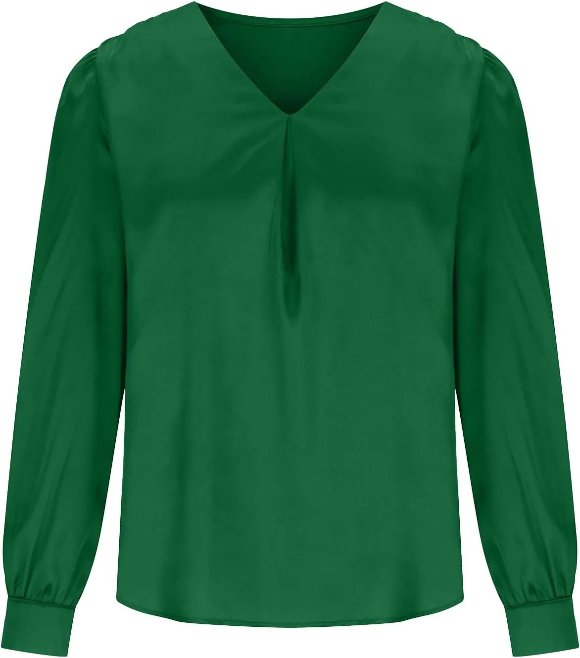 Women's New Satin Pleated V-neck Casual Loose Fitting Long Sleeved Shirt Tops,2024 Fall&Winter Womens Trendy Tops