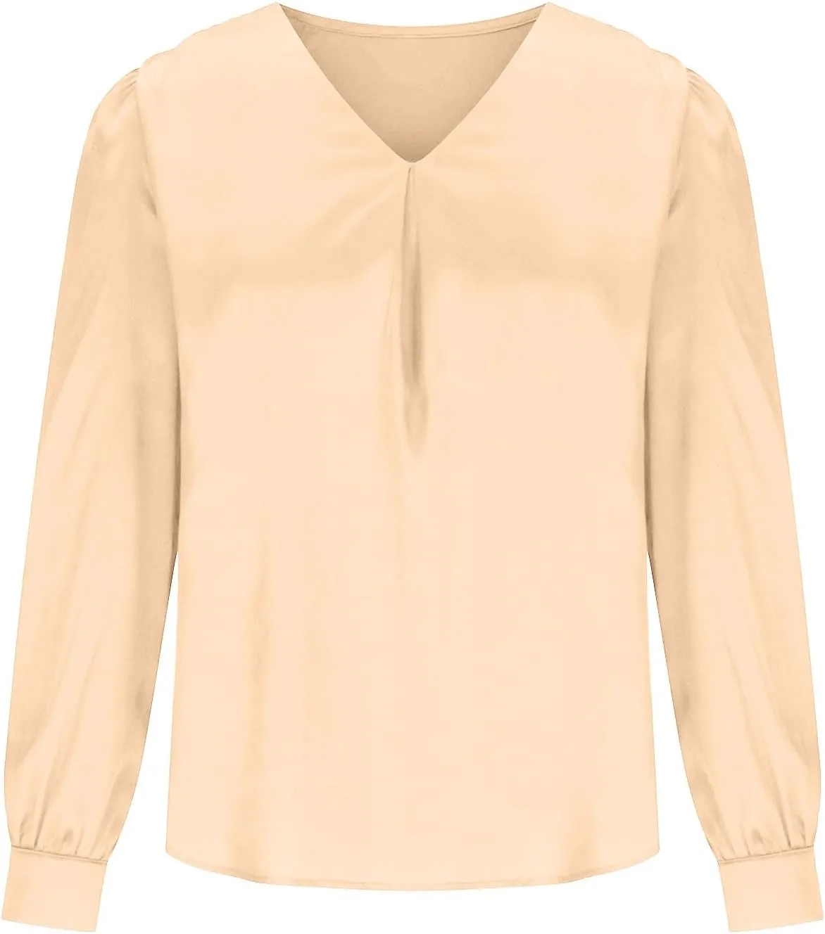 Women's New Satin Pleated V-neck Casual Loose Fitting Long Sleeved Shirt Tops,2024 Fall&Winter Womens Trendy Tops