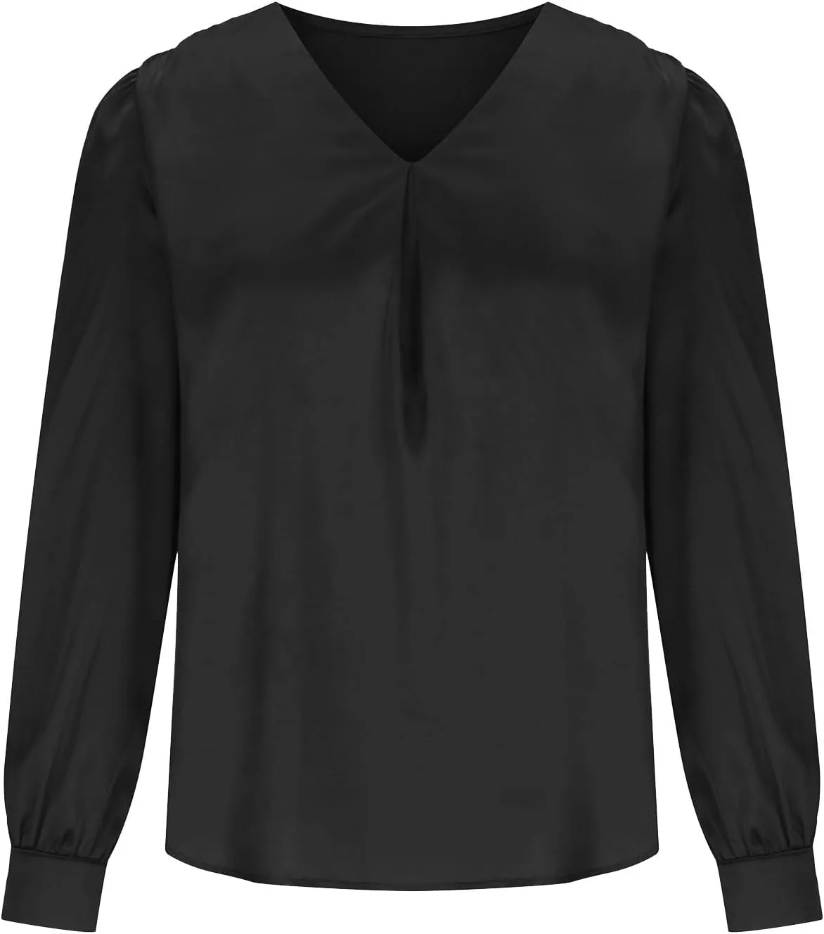 Women's New Satin Pleated V-neck Casual Loose Fitting Long Sleeved Shirt Tops,2024 Fall&Winter Womens Trendy Tops