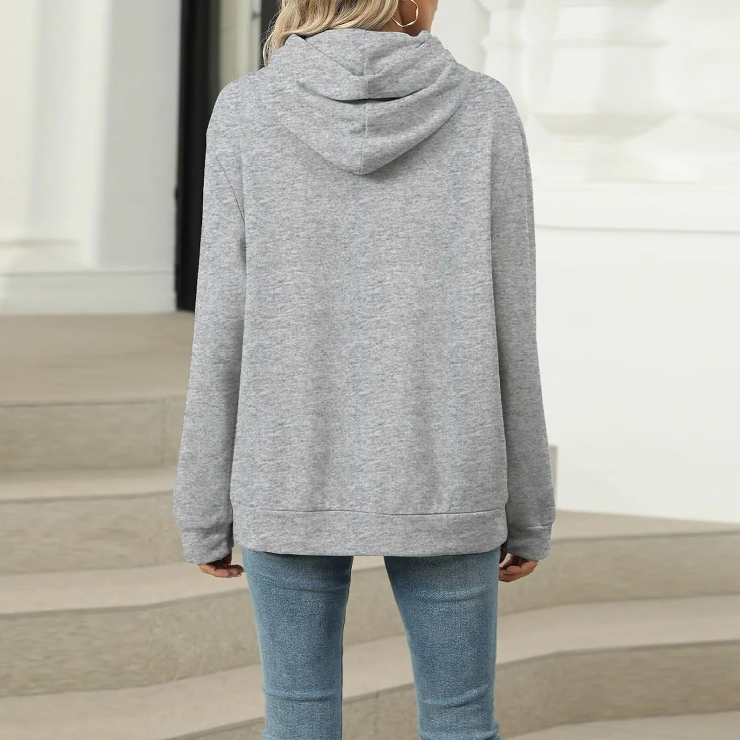Womens Oversized Hoodies 2024 Fashion Basic Sweatshirts Drawstring Tops Hooded Pullover Tops Outfits with Pocket