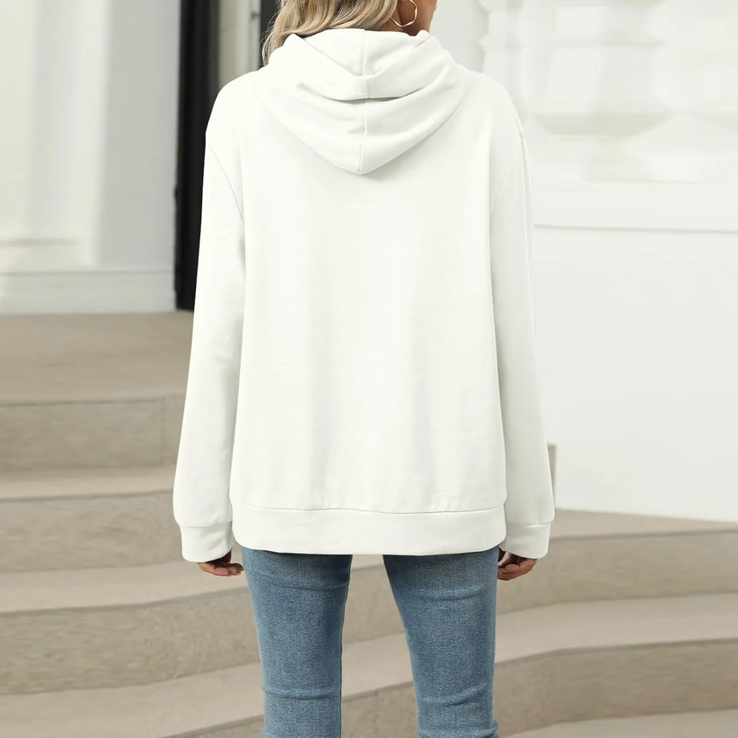 Womens Oversized Hoodies 2024 Fashion Basic Sweatshirts Drawstring Tops Hooded Pullover Tops Outfits with Pocket
