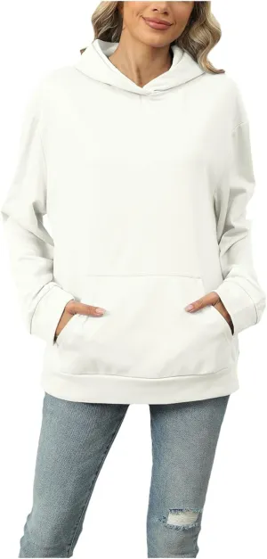 Womens Oversized Hoodies 2024 Fashion Basic Sweatshirts Drawstring Tops Hooded Pullover Tops Outfits with Pocket