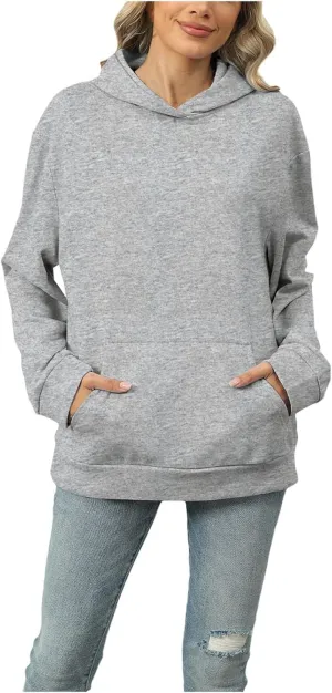 Womens Oversized Hoodies 2024 Fashion Basic Sweatshirts Drawstring Tops Hooded Pullover Tops Outfits with Pocket