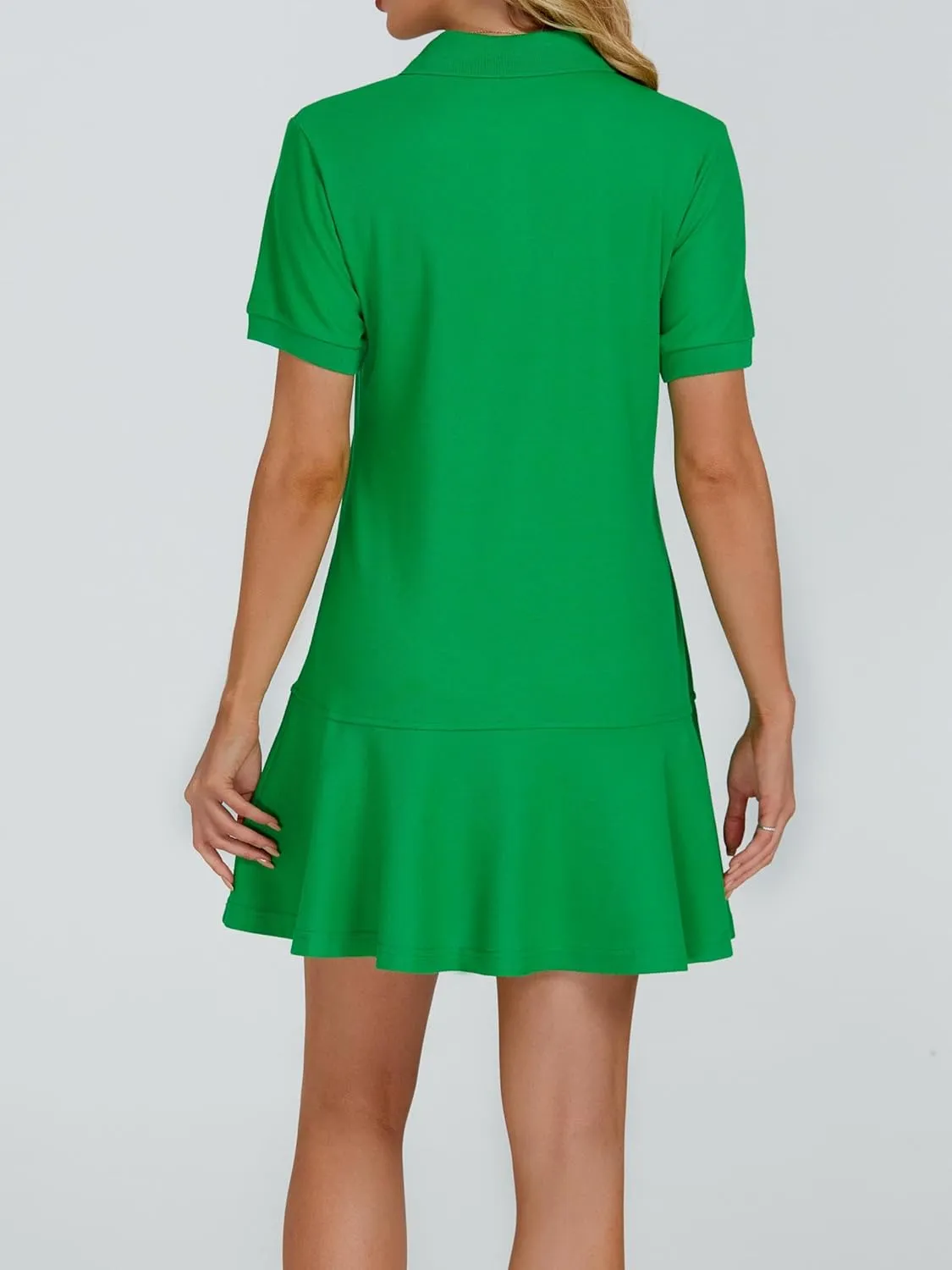 Women's Polo Dress Short Sleeve Ruffle Hem Golf Tennis Summer Mini Dresses