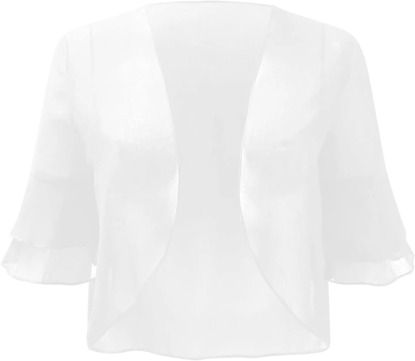 Women's Ruffle Shrugs Sheer Chiffon Short Sleeve Open Front Bolero Shrug Cropped Cardigan for Evening Dress