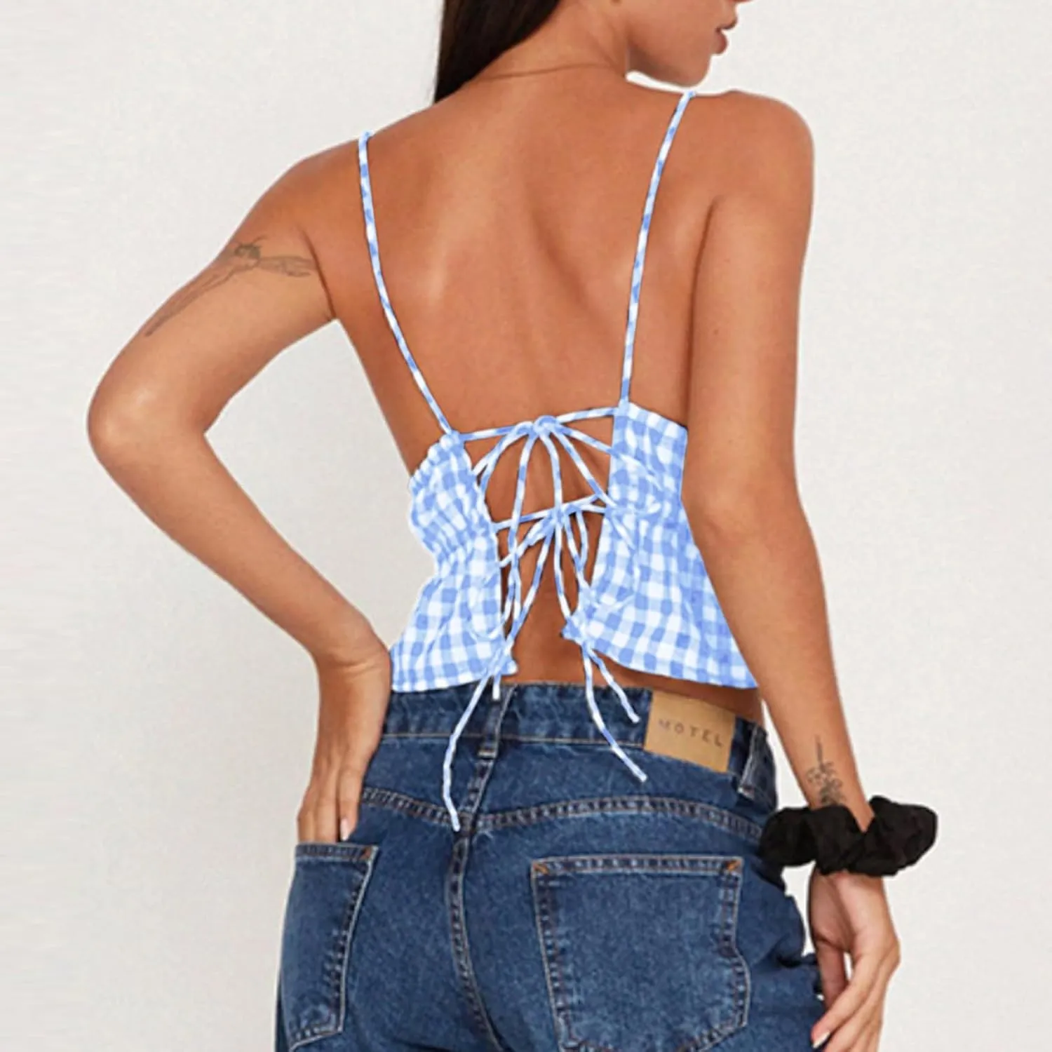 Womens Sexy Lace Trim Camisole Tank Tops Y2k Slim Fit Corset Going Out Streetwear Ruffle Spaghetti Strap Club Tops