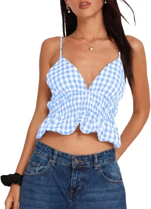 Womens Sexy Lace Trim Camisole Tank Tops Y2k Slim Fit Corset Going Out Streetwear Ruffle Spaghetti Strap Club Tops