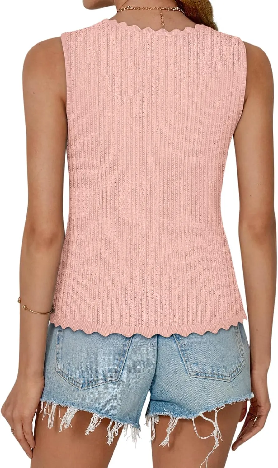 Womens Tie Front Tops Trendy 2025 Summer V Neck Sleeveless Sweater Vests Fashion Cute Crochet Knit Tops