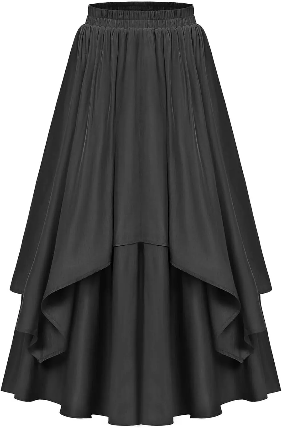 Women's Vintage Renaissance Skirts High Waisted Flared Layered A-Line Pirate Skirts Gothic Midi Skirt with Pockets