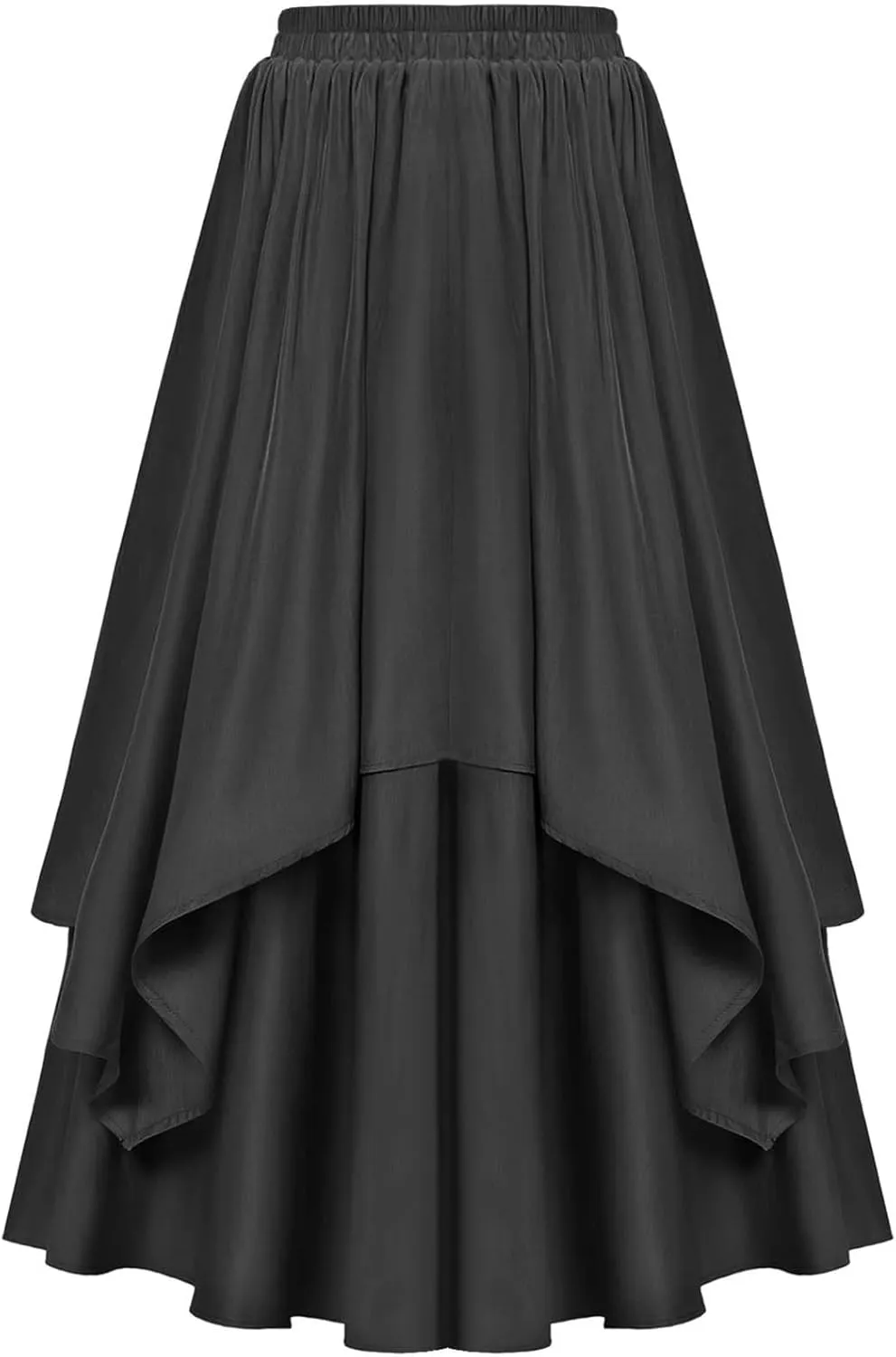Women's Vintage Renaissance Skirts High Waisted Flared Layered A-Line Pirate Skirts Gothic Midi Skirt with Pockets